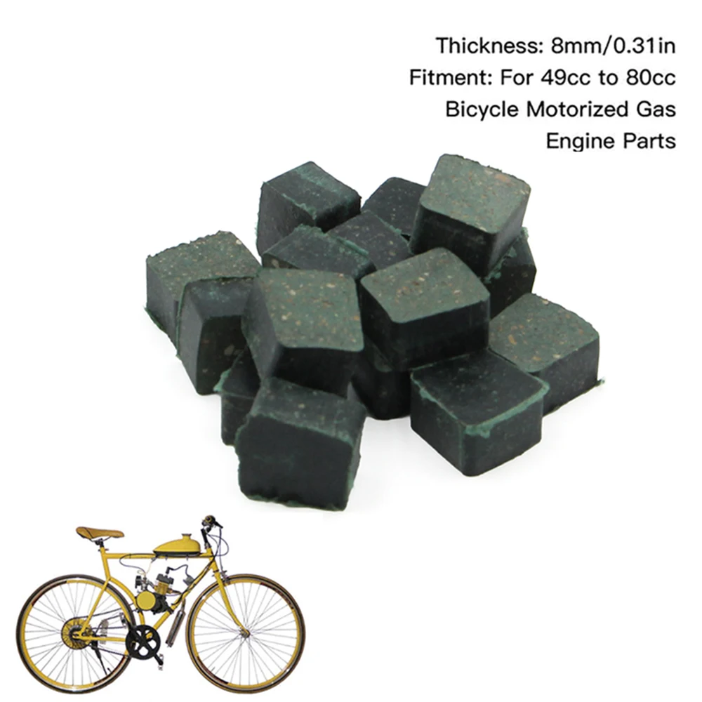 15 pçs almofadas de embreagem do motor abs forma quadrada verde para 49cc 66cc 80cc 2 tempos movido a gás bicicleta motorizada substituir peças