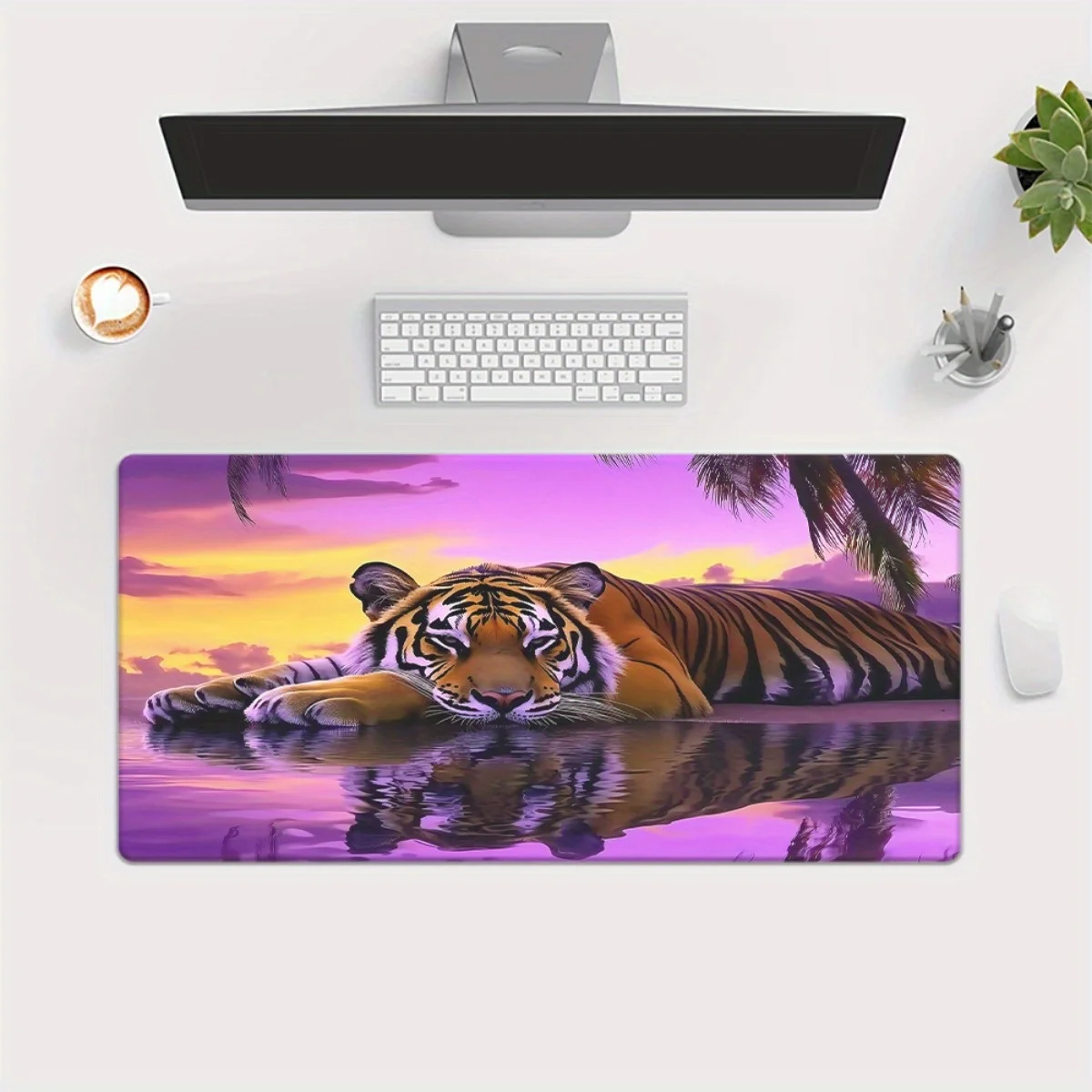 Vibrant Sunset Tiger Extended Mouse Pad Large Rubber Desk Mat Non-Slip Gaming Mousepad