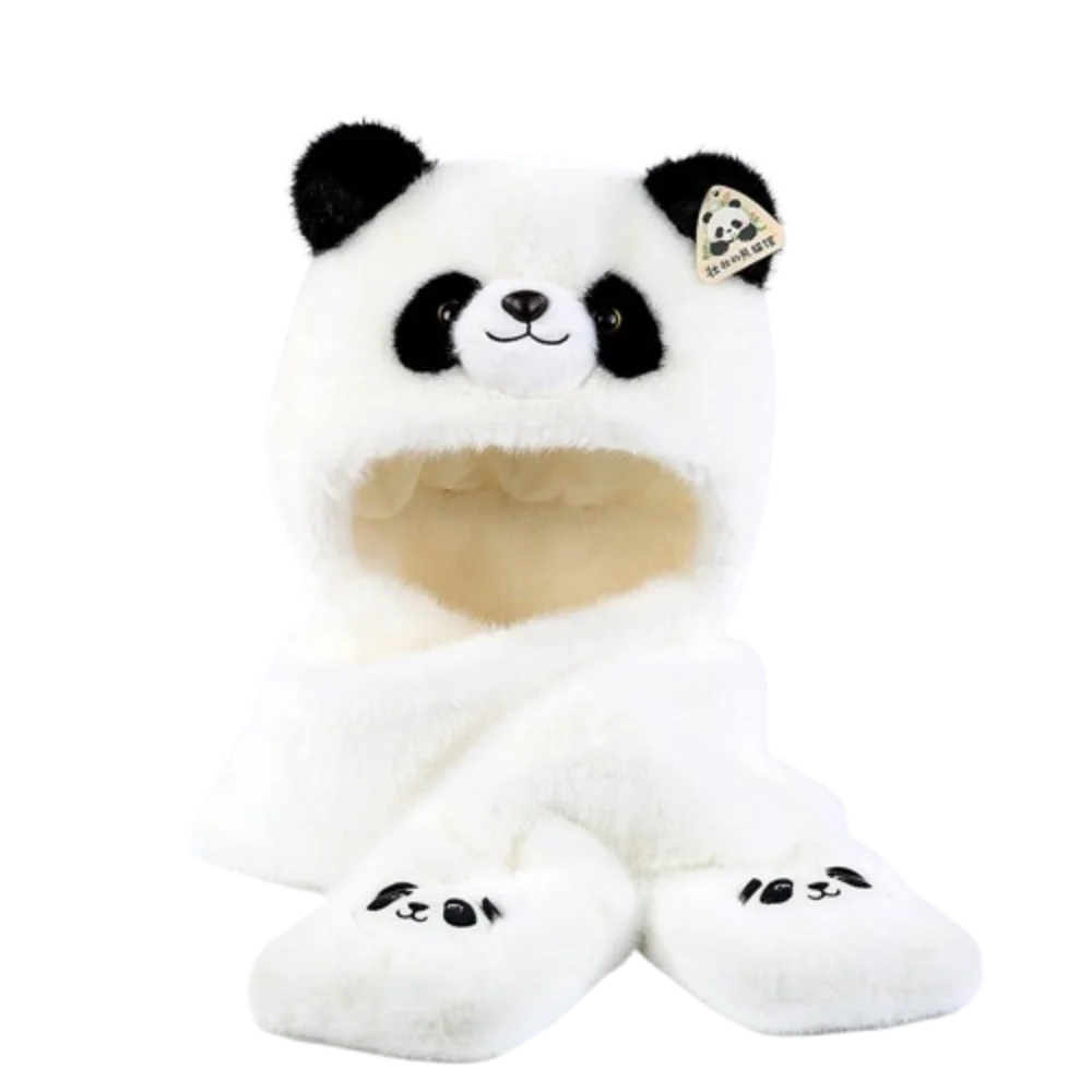 Marioneta de mano de felpa de Panda Kawaii, simulación de Panda suave, almohada de felpa para el cuello, guantes de 30cm, gorro de felpa de Panda, tiempo de historia