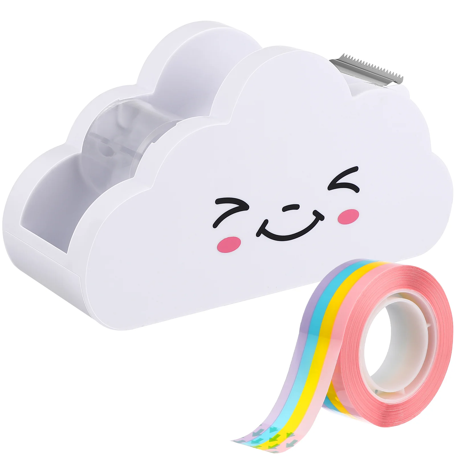 Tape Rainbow dengan Dispenser Desktop Stand untuk Anak White Out Manual Lucu