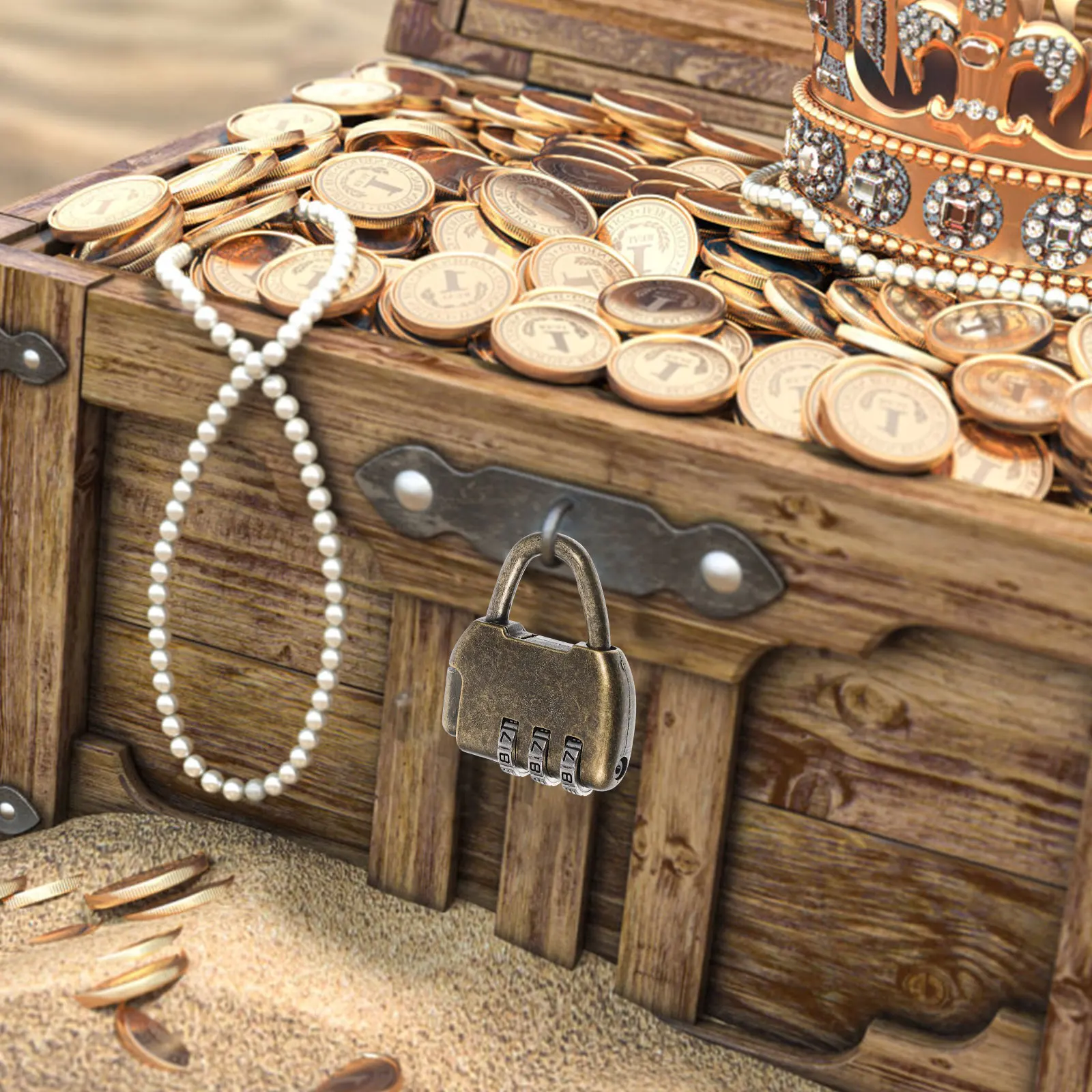 

4Pcs Vintage Lock Classic Password Padlock for Gift Box Suitcase Home Supplies Decorative Security Classic Password Lock