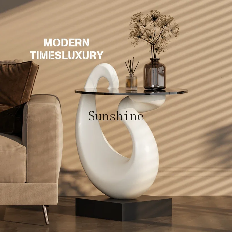 Advanced Italian light luxury design sofa corner few modern cream wind table living room floor ornament