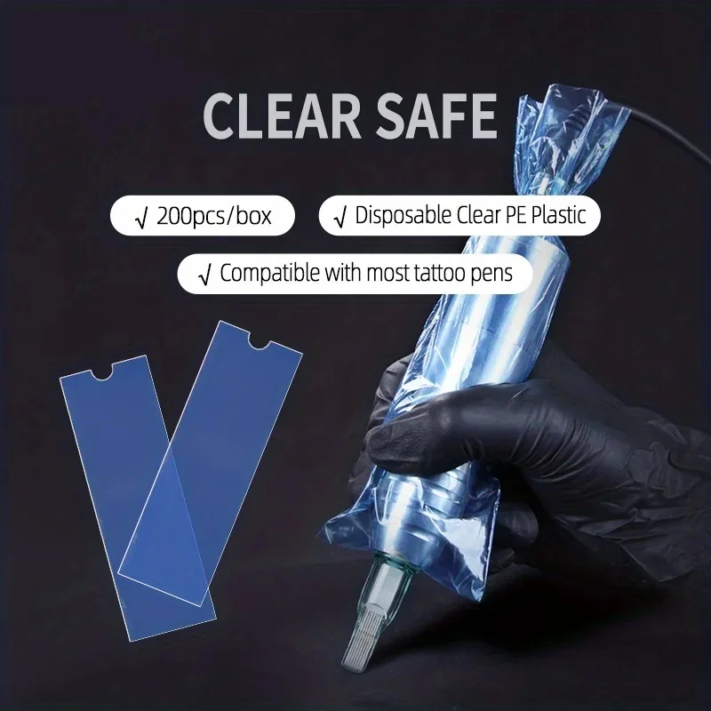 200 قطعة آلة الوشم القابل للتصرف أكياس واقية الغبار برهان مكافحة القذرة كم لأقلام الوشم ملحق أساسي للفنانين