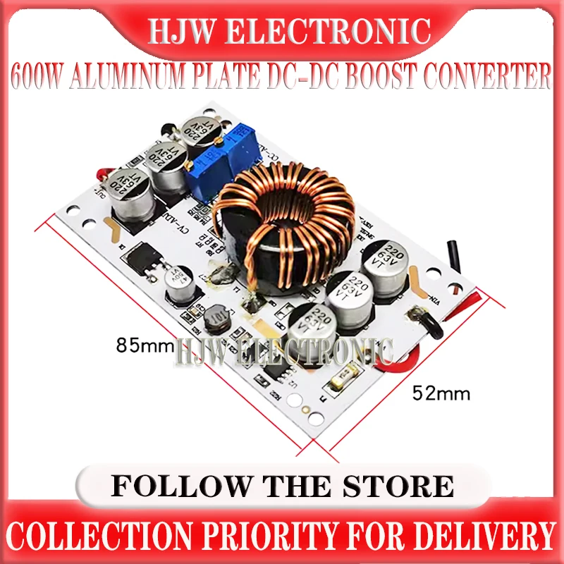 

HJW 600W Aluminum Plate DC-DC Boost Converter Adjustable 10A Step Up Constant Current Power Supply Module Led Driver For Arduino