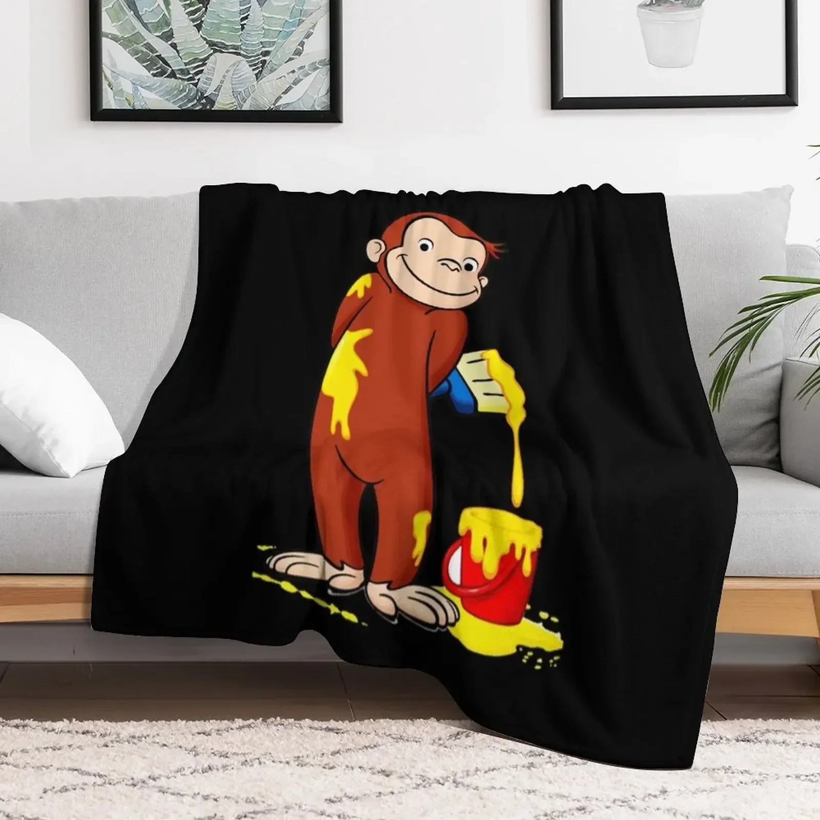 

Curious George monkey with yellow Throw Blanket Winter beds Plaid Bed Fashionable Fashion Sofas Blankets