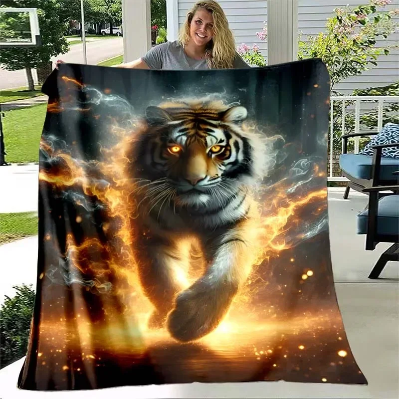 

3D Tiger pattern printed blanket living room bedroom home decoration picnic blanket baby room bed blankets luxury birthday gift