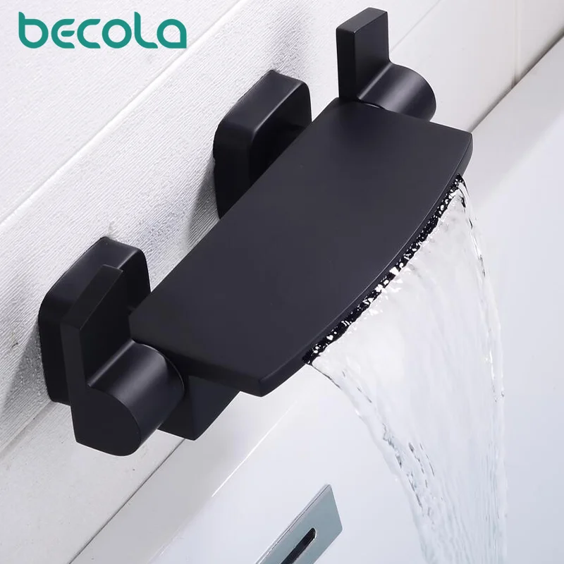 

Becola Brass Bathroom Tap Faucet Waterfall Wall Mounted Bathroom Water Basin Sink Mixer Tap Bathroom Basin Faucet In Wall