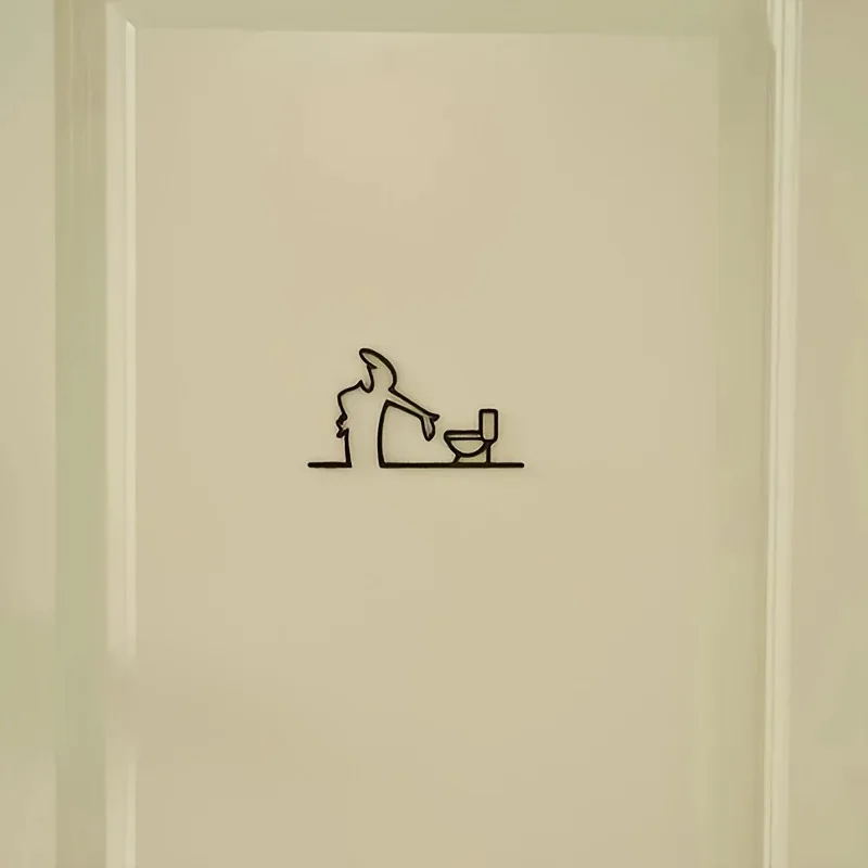 مسطح ثنائي الأبعاد، معدن مسطح عالي الجودة ثنائي الأبعاد ذاتيًا مع فتحات، إطار أسود ديكور منزلي حديث للحمام - فن جداري سهل التركيب #6