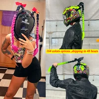 24 pulgadas trenzas de cascos para motos ,Jumbo trenzada para casco motos hombre mujer niño ,cola de caballo de casco patinete eléctrico ,decoración de peluca casco de ciclismo /esquí，accesorios artículos de moto