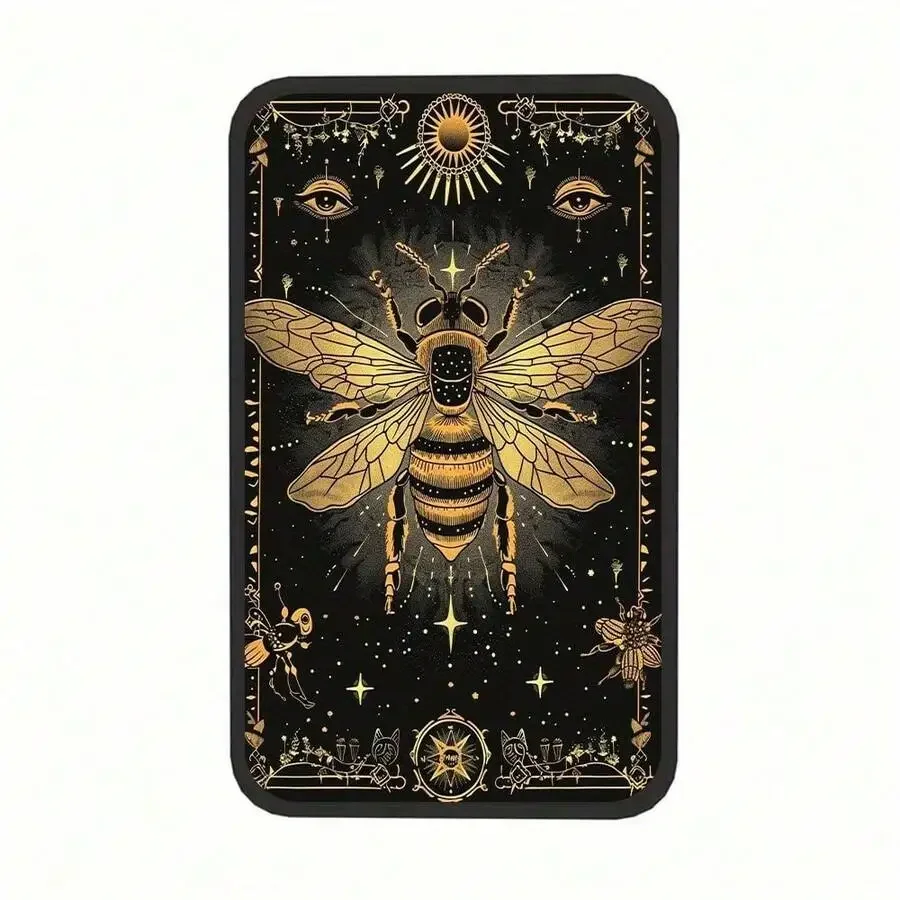 1-Piece Set - Golden Bee Mystery Design Universal Printed Car Armrest Pad - Center Console Cover, Non-Slip Washable Car