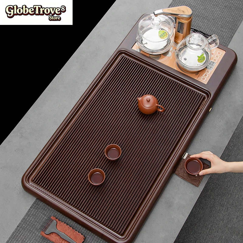 Fully Automatic One Click Boiling Water Chinese Kung Fu Tea Tray and Tea Table Set With Induction Cooker for Home Office