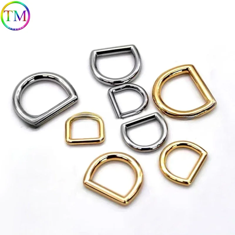 10-50PCS Gold Stainless Steel Buckles High Quality Double D Ring Side Clip Clasp For Purse Strap Connector Hanger Craft Hardware