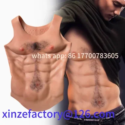 Customizable Muscle Clothes, Silicone, Fake Muscle Props, Fake Pecs, Eight-pack Abs, Female-to-male COS Vest,