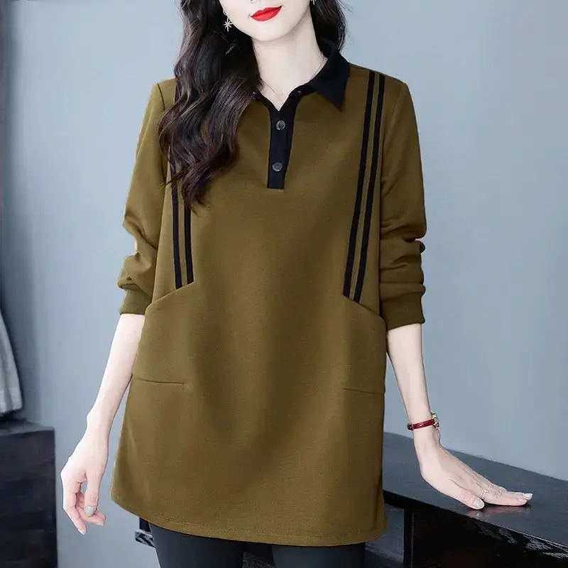 Camisola feminina plus size Faionable Ele Emagrecer Design Primavera Outono Novo Sle Confortável Coreano Sle Long Sve...