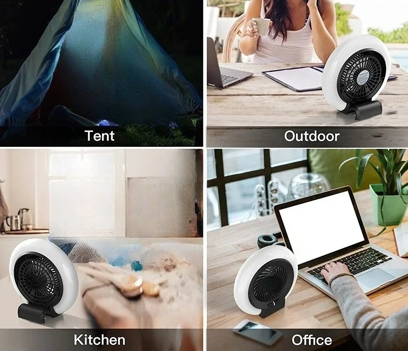 Outdoor Lighting Electric Fan Portable Camping Tent Fan Lamp Hanging Tent Lamp Led Camping Light