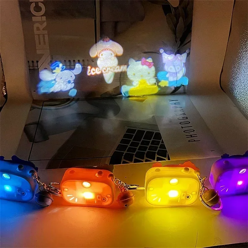 Sanrio minha melodia bonito crianças luminosa câmera de projeção chaveiro criativo pendurado decoração estudante pequeno pingente atacado