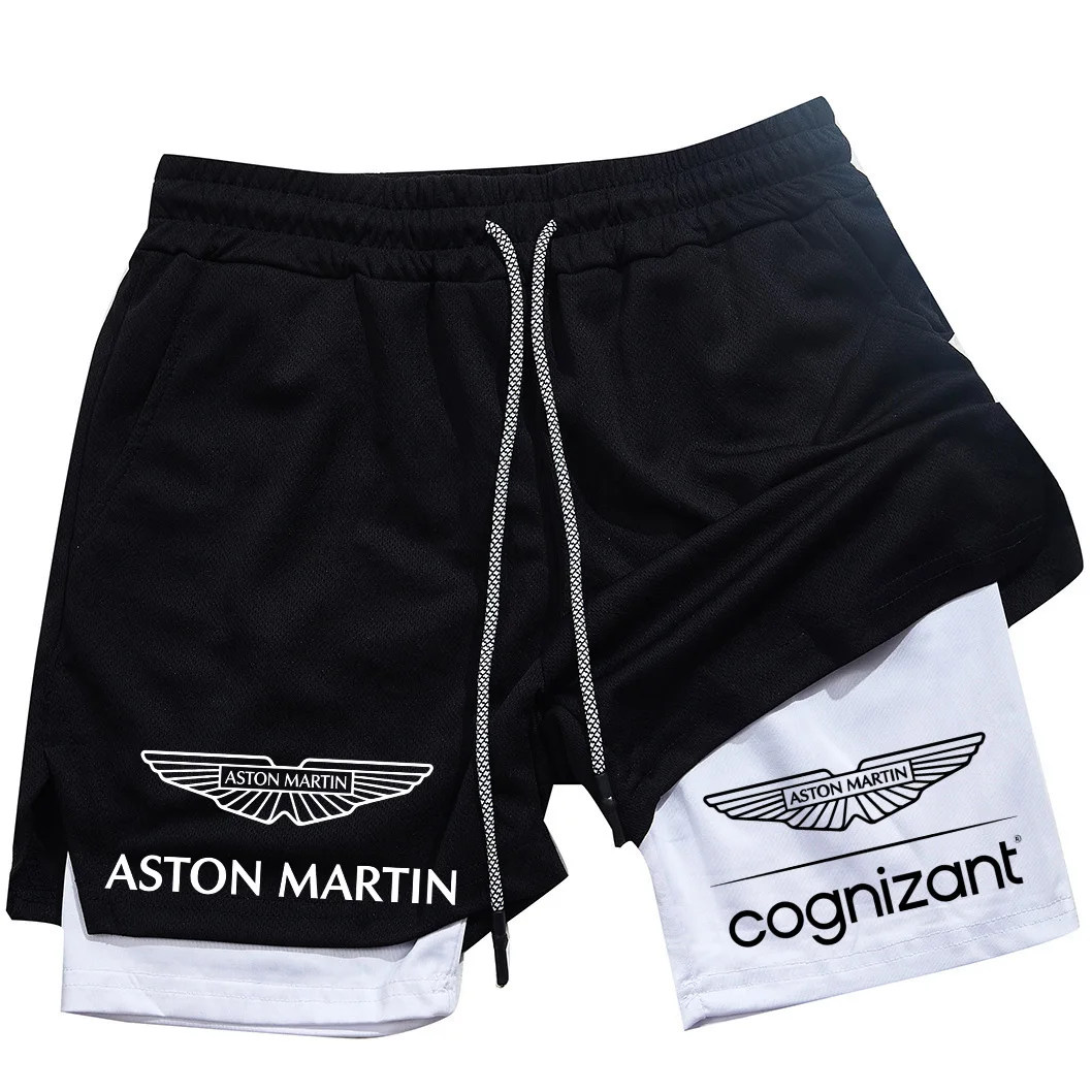 New Summer Aston Martin Men Women Double-layer Sports Shorts Fashion Printing Cool Ventilate Swim Trunks Leisure Half Pants - view 3