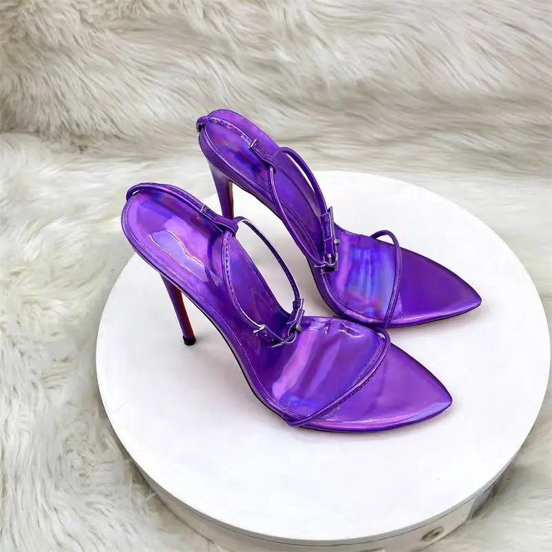 Handmade customized multi colored 12cm pointed buckle strap, thin strap, sexy super high heels,sandals,thin heels, fashion shoes