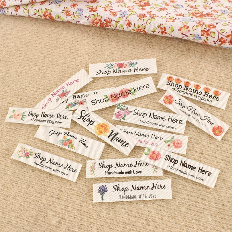 Custom Ironing Labels,Personalized Name, Flowers Tags,Clothing Labels for Handmade,1.25x5cm, TB5669