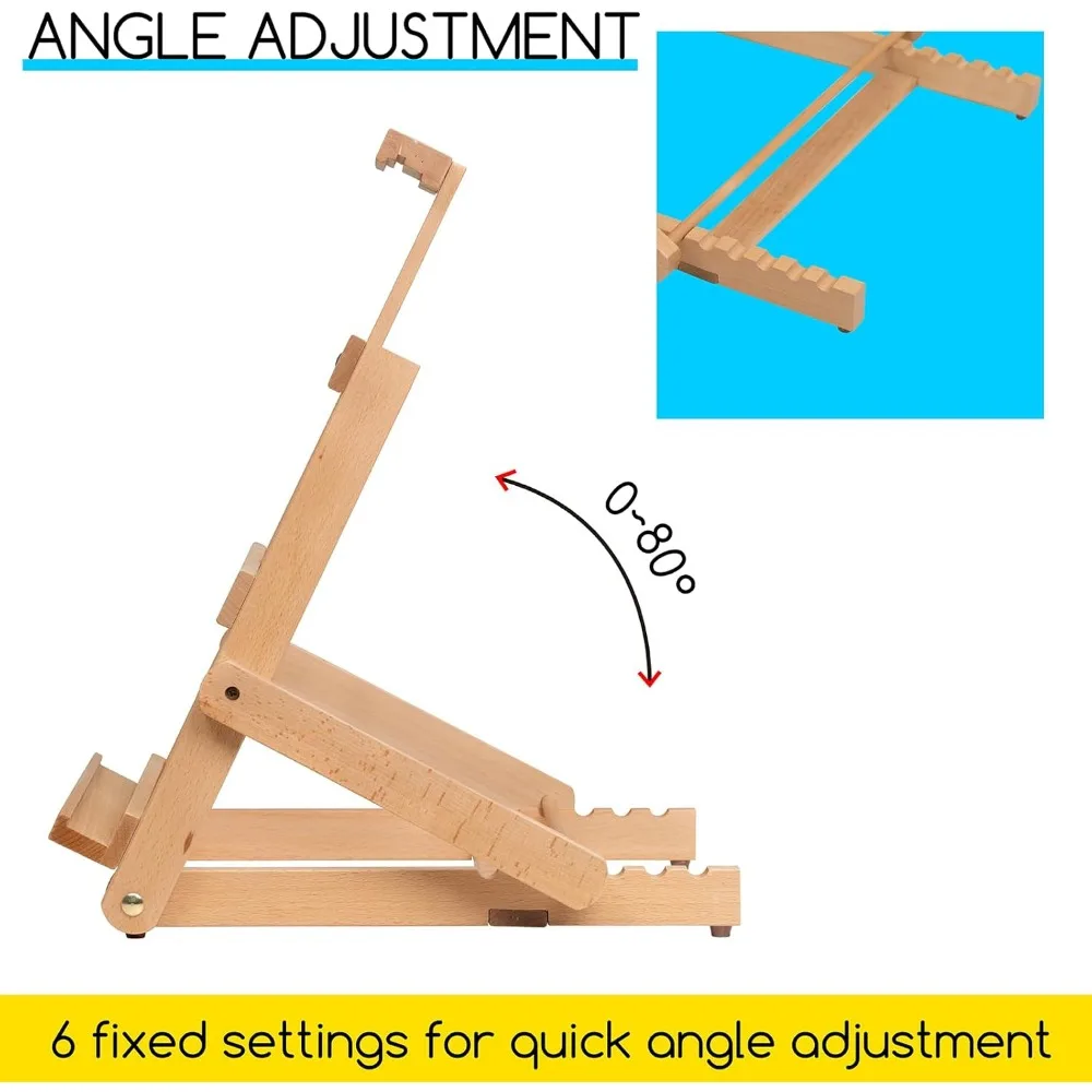 Heavy-Duty H-Frame Tabletop Easel: Adjustable Studio Desktop Easel for Painting- Portable Beechwood Art Easel Stand for Artist