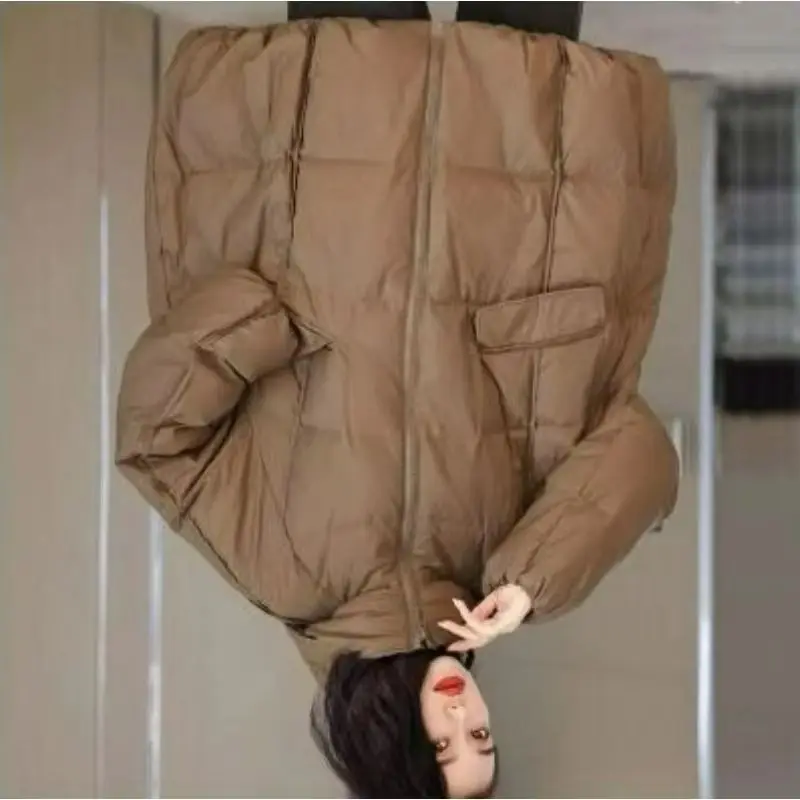 

Женская осенне-зимняя модная утепленная куртка свободного кроя с капюшоном, больших размеров, из белого утиного пуха, средней и длинной длины