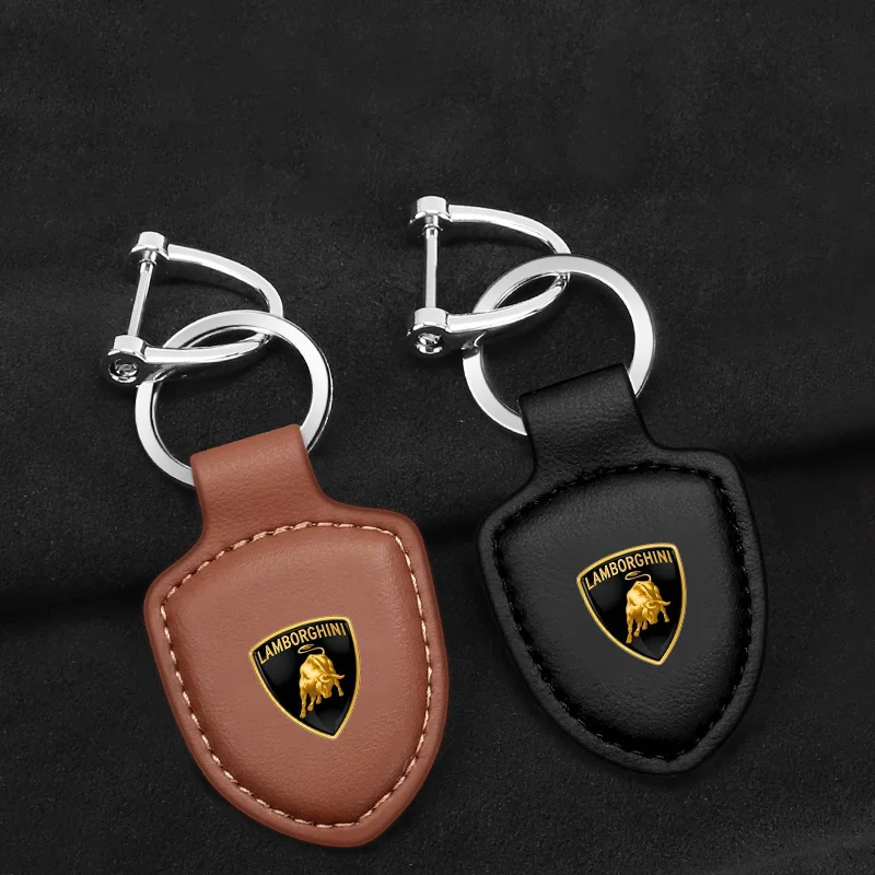 PU-Leder Auto-Logo Schlüsselanhänger, Schlüsselring für Männer und Frauen, Anhänger, Geschenke für Lamborghini Urus Huracan Aventador Premium Zubehör