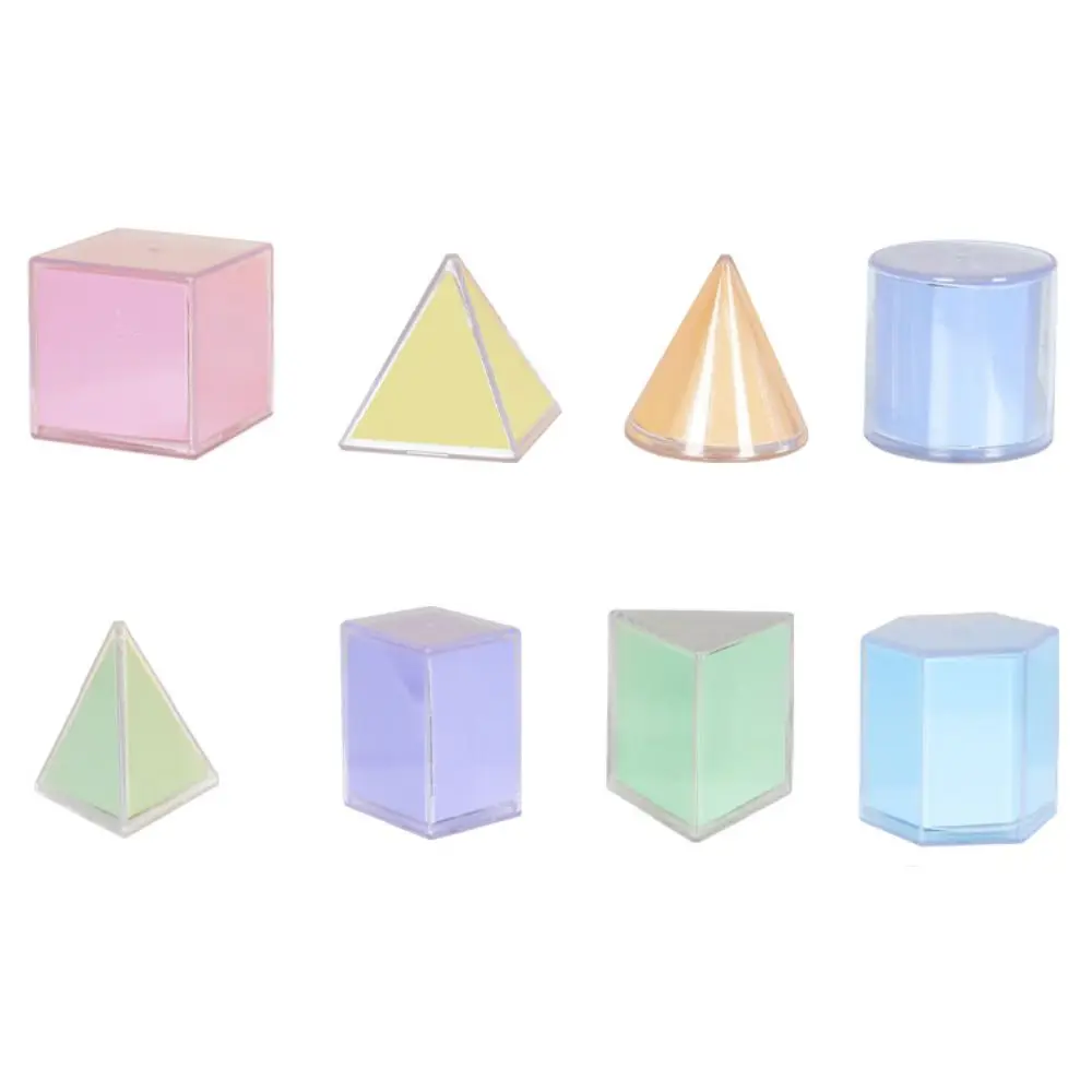 Transparent Geometric Shapes Blocks Educational Triangular Pyramid 3D Geometric Cube Stacking Motor Skills Game Math Boys Girls