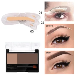 1pcs Adjustable Eyebrow Template Stamp Sponge Stencils Two-color Eyebrow Powder With Eye Brow Brush EyeBrow Powder Palette