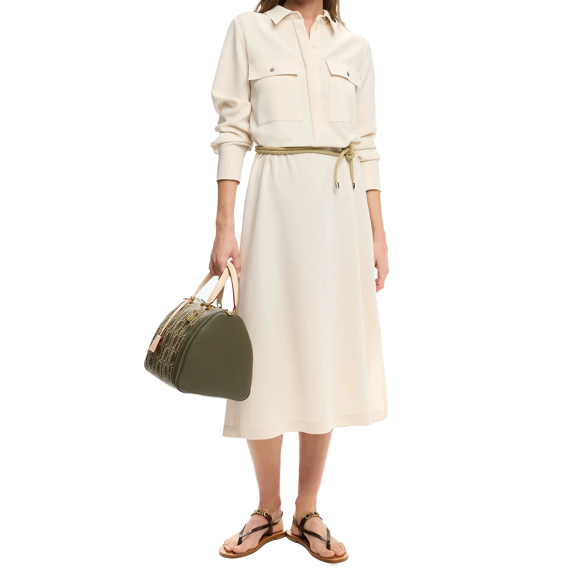

2025 Summer Elegant Lady Long Dresses Women Solid Button Female Casual Solid Loose Long Sleeve Mid Length Dresses