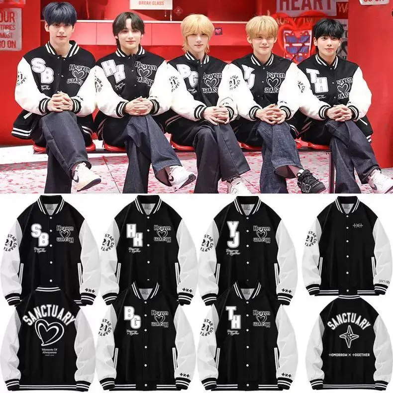 Kpop Txts  Yeonjun Beomgyu Baseball Jacket The Star Chapter Sanctuarys Warm Loose Coat TOMORROWs X TOGETHERs Printed Jersey