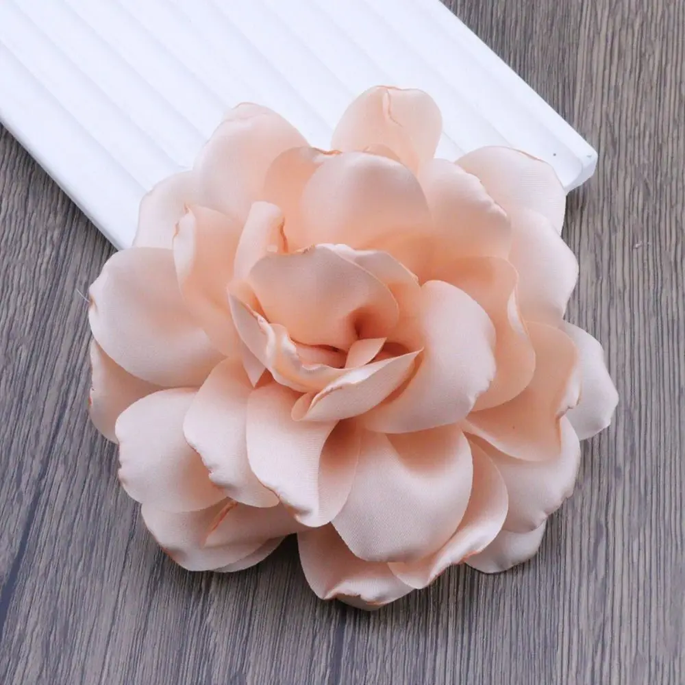 French Satin Camellia Flower Brooch 2024 Multi-layered Fashion Floral Corsage 12cm Women Hair Clips All-match Dress Accessory