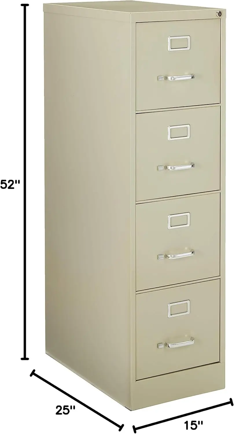 Lorell 4-Drawer Vertical File with Lock, 15 by 25 by 52-Inch, Putty