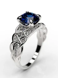 Huitan New Gorgeous Blue CZ Women Ring Luxury Silver Color Wedding Accessories Anniversary Gift Party Elegant Female Jewelry