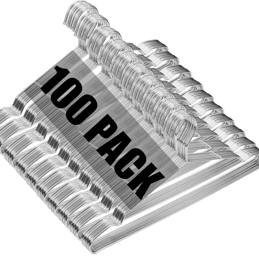 

100 Pack Wire Hangers Heavy Duty Clothes Hanger Ultra Thin Space Saving Metal Hangers16.5in by