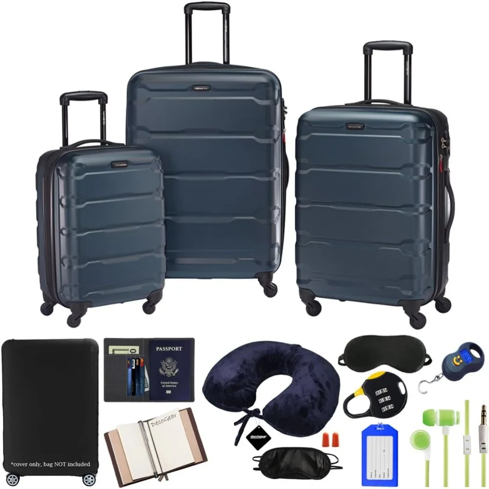 

Samsonite 68311-2824 Omni Hardside Luggage Nested Spinner Set 20 Inch, 24 Inch, 28 Inch - Teal Bundle w/Deco Gear Luggage