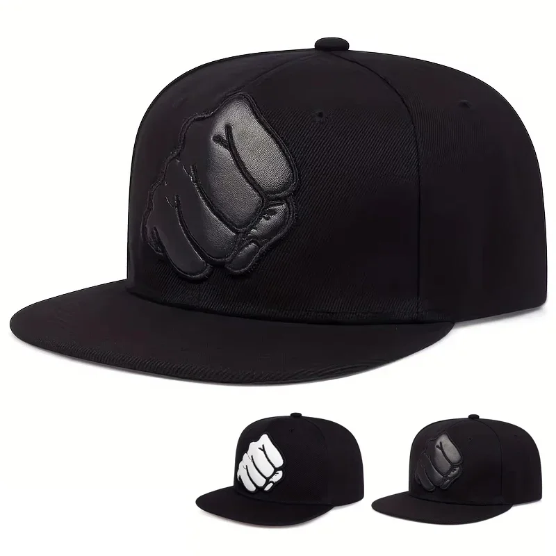 Unisex Fist Leather Label Hip-hop Hats Spring Autumn Adjusta