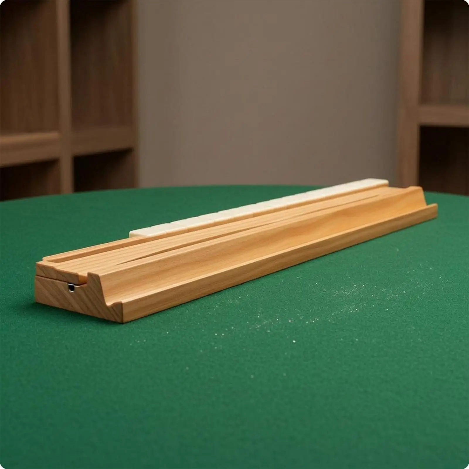 Unfinished Wooden Mahjong Tile Holder Grooved Rack Board Game Tray for Mahjong Tiles Classic Mahjong Table Play