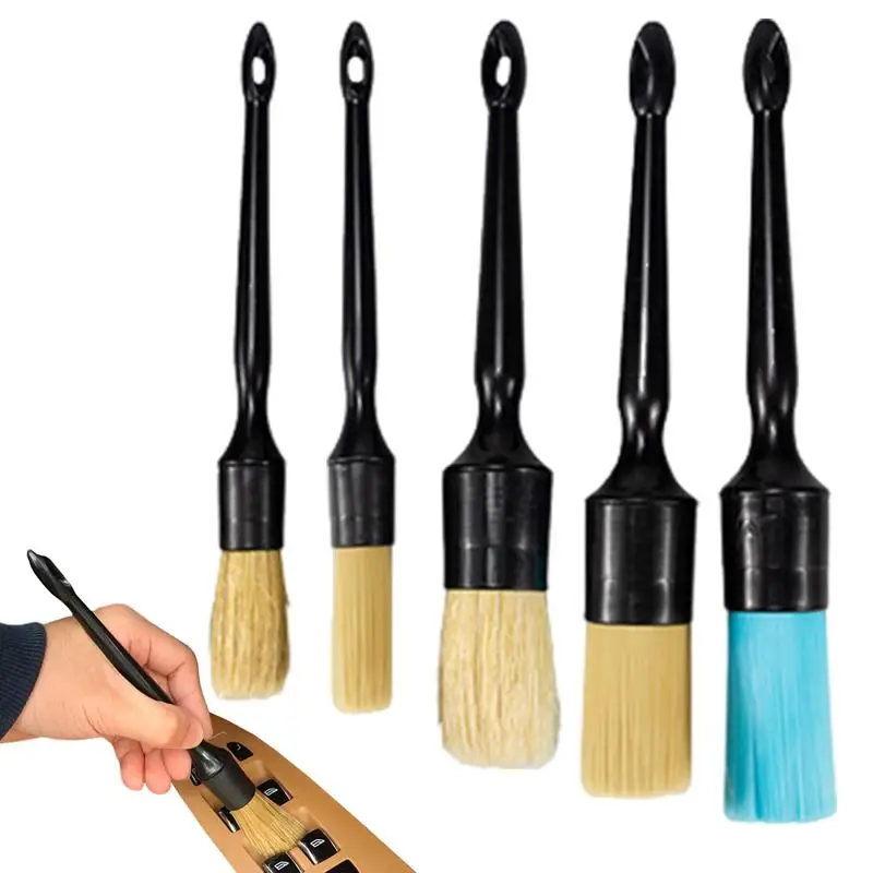 5pcs Multifunctional Detailing Brush Soft Auto Detailing Brushes Car Cleaning Brushes Set For Car Interior Exterior