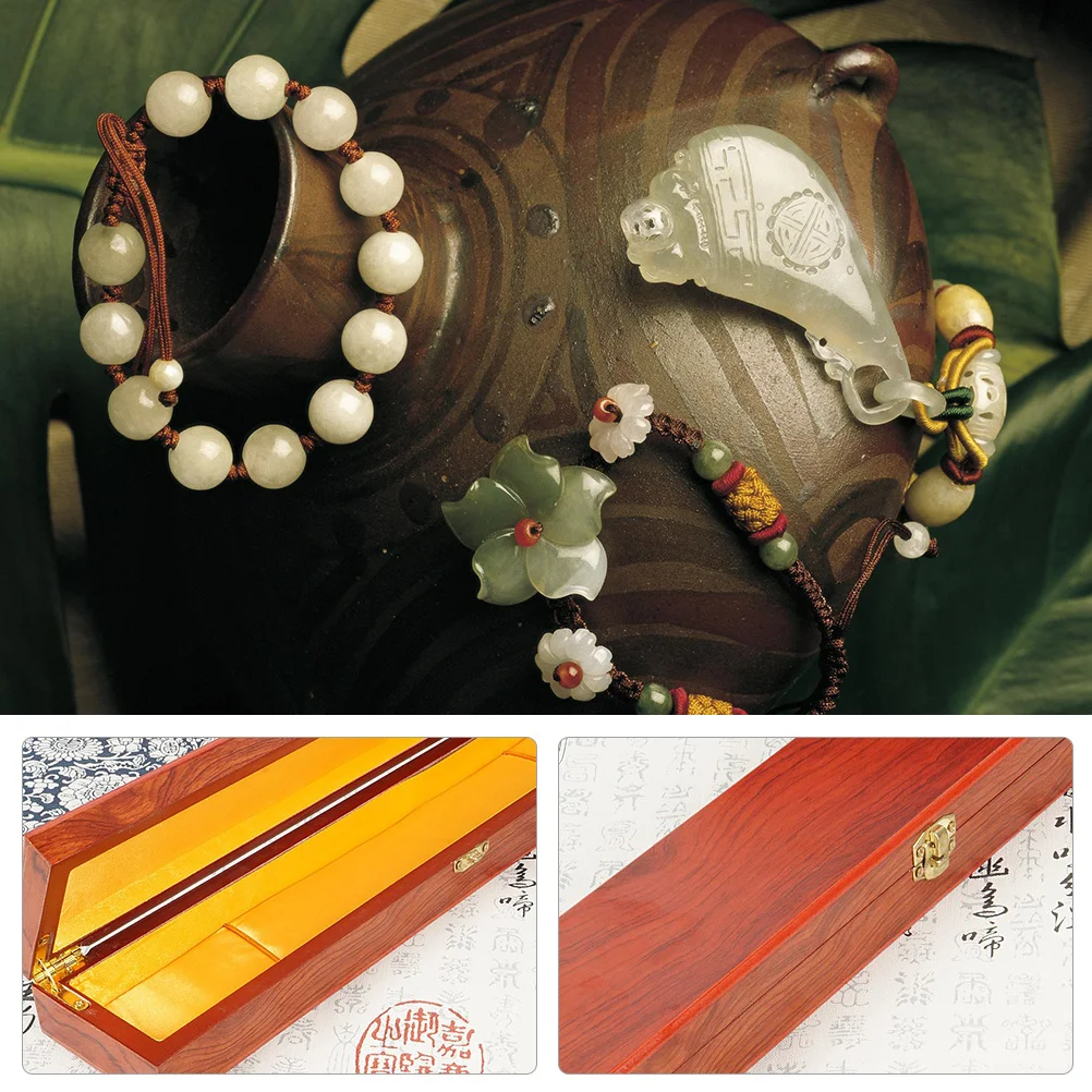 

Wooden Jewelry Storage Box Natural Thick Retro Design For Bracelets Watches Brooches Hairpins Gift Case Organizer Display Tool