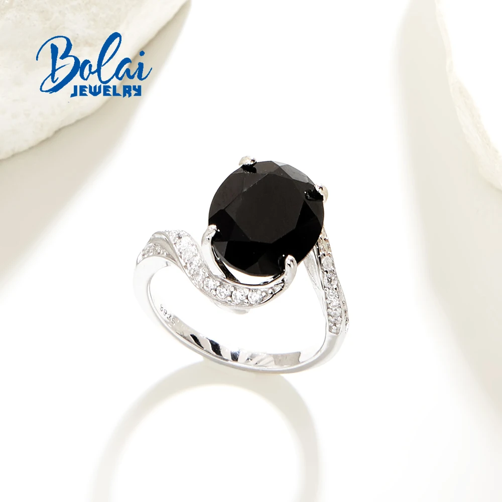 

Elegant women Ring 925 Sterling silver Black spinel oval 10*12mm 5.5ct natural gemstone fine jewelry for women wife nice gift