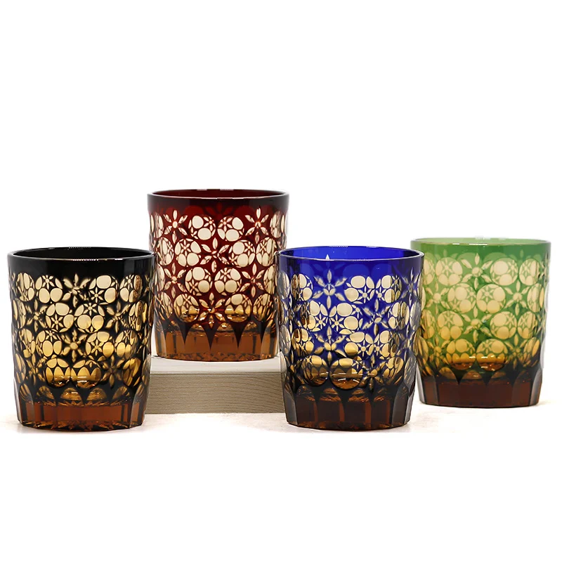 

Handmade Diamond Cut Star Moon Sky Whiskey Cups Japan Edo Kiriko Crystal Drinkware Wine Glass Clear Whisky Gem Tumbler Gift Box