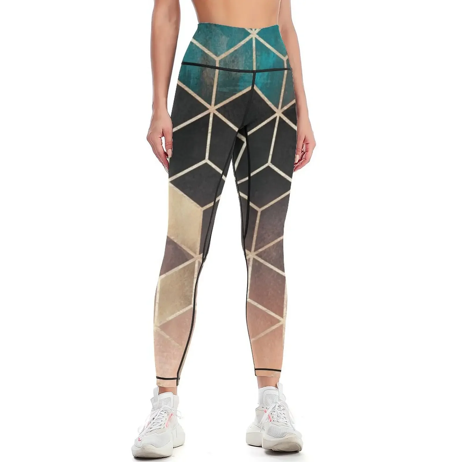 

Ombre Dream Cubes Leggings sports shirts gym active wear fitness set gym workout shorts Womens Leggings