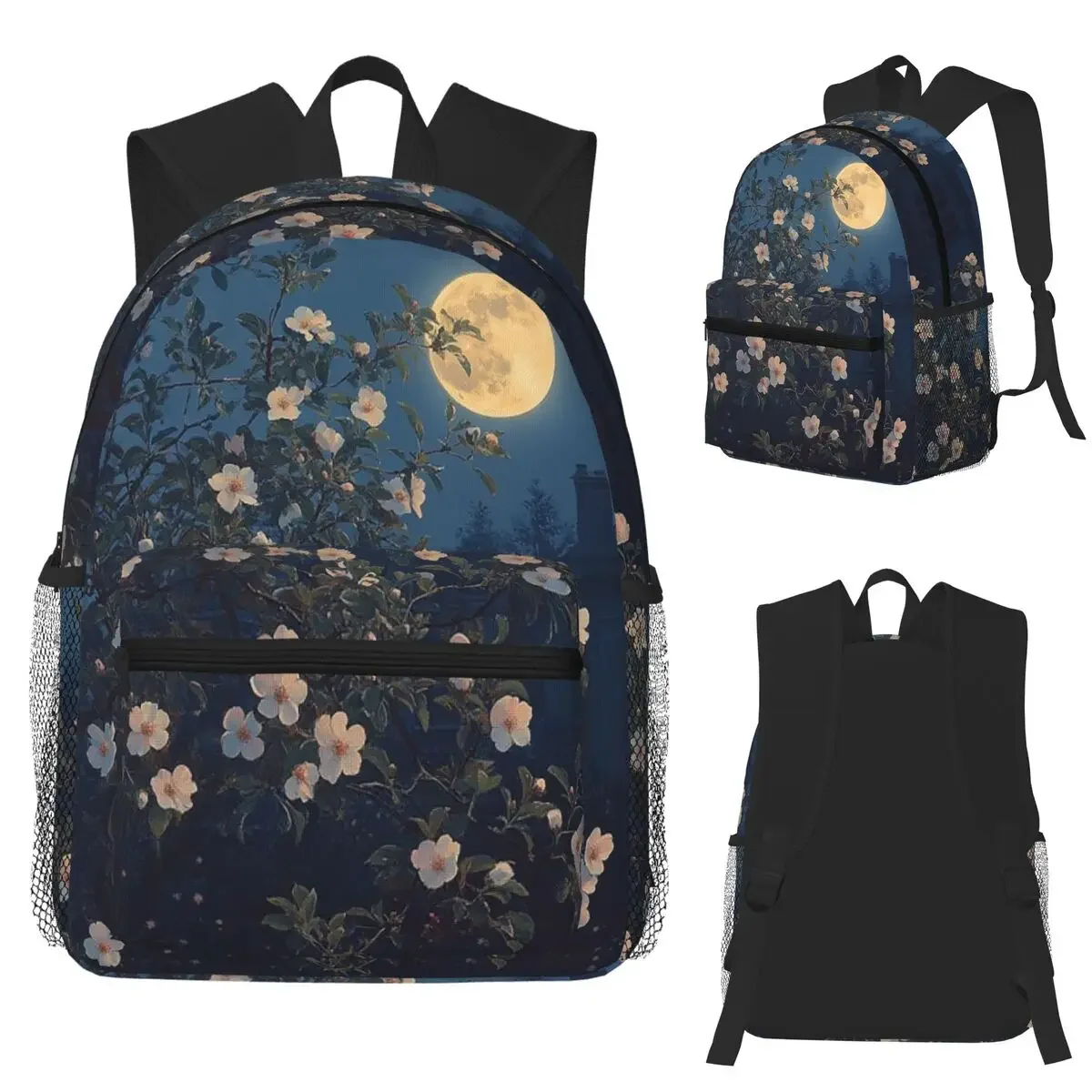 Moonlit Garden Classical Pattern Student Backpack School Bag Hiking Travel Daypack for Boys Girls Fashion Bookbag Shoulder Bags