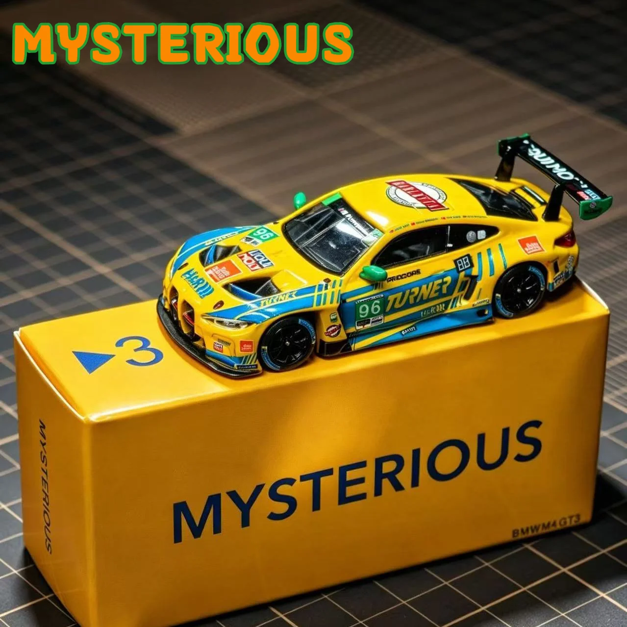 in-stock-1-64-m4-gt3-yellow-magic-3-car-f1-big-movie-painting-card-alloy-die-cast-miniature-simulation-car-modeladult-ornaments