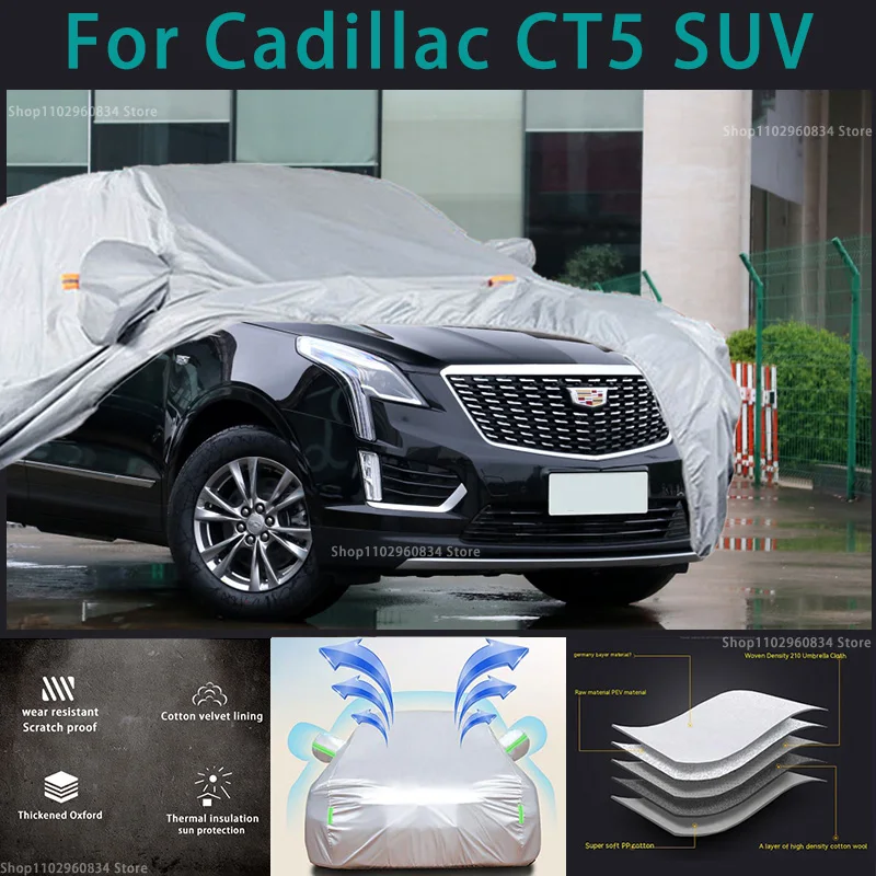 

For Cadillac CT5 SUV 210T Waterproof Full Car Covers Outdoor Sun uv protection Dust Rain Snow Protective Auto Protective cover