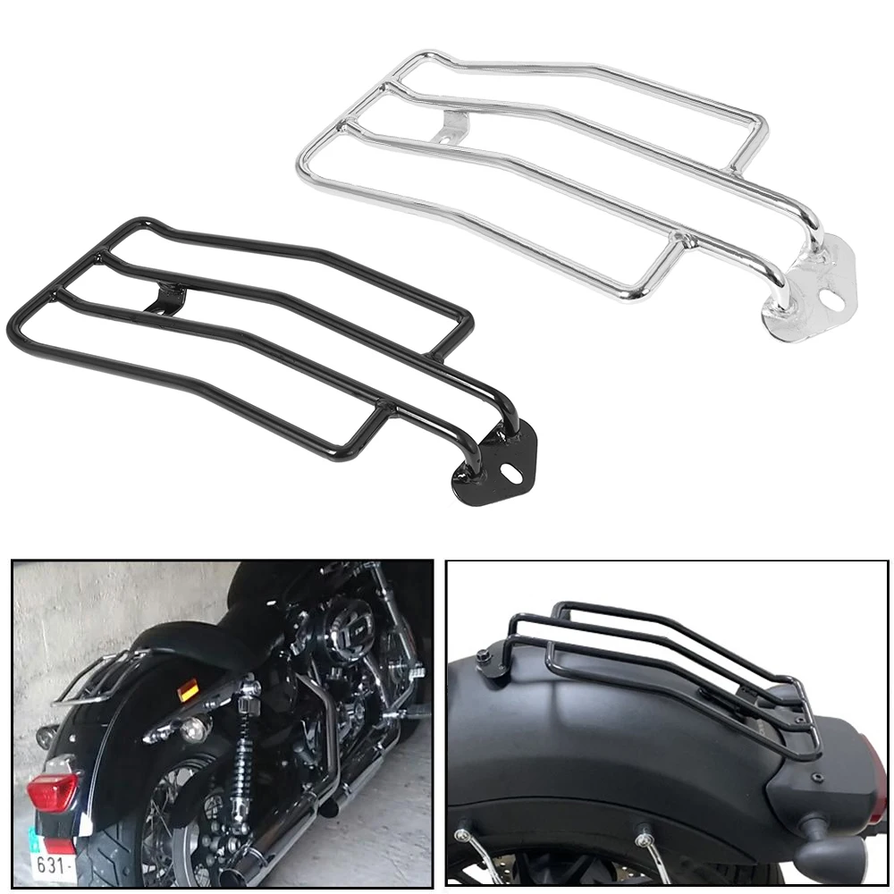 Motorrad hinten Solo Sitz Gepäckträger Stütz regal glänzend schwarz für Harley Sportster Eisen xl 2004 2021 2015-2018