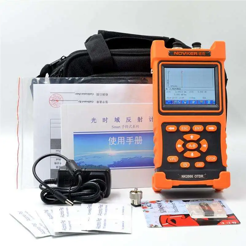 Handheld Optical Time Domain Reflectometer NK2000 SM OTDR 1310nm/1550nm 28/26dB Integrated VFL Touch Screen 80km