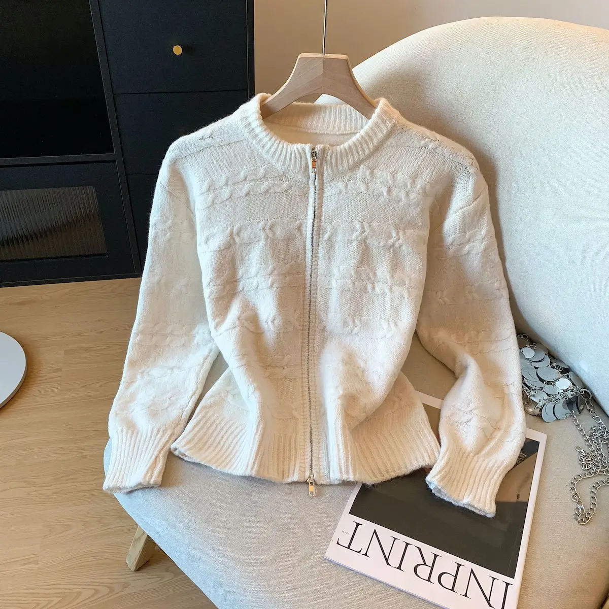 Beiläufige Gestrickte Oberbekleidung frauen Zipper Pullover Herbst Winter Neue Sle Einfache Faion Hohe Qualität Inneren Tragen Oberbekleidung