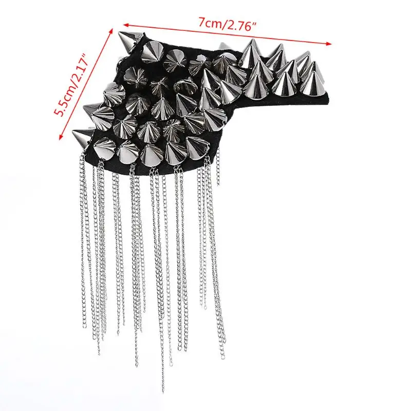 Punk Gothic Tassel Rivet Pin Brooch Epaulette Shoulder Mark Board Epaulet Drop shipping