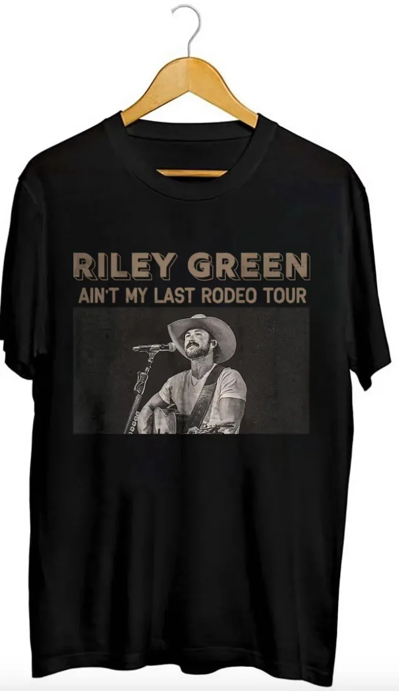 

Vtg Riley Green In Tour Concert Cotton Full Size Black Unisex Shirt